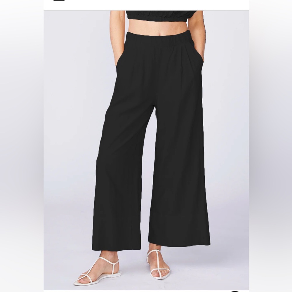 Linen Wide Leg Pull-On Pant